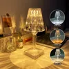 LED -ljuskronor Diamond Crystal Table Lamp Projection Night Lights USB Touch Remote Control Acrylic Night Lamp uppladdningsbar s￤nglampa