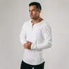 Herren-T-Shirts, modisch, atmungsaktiv, einfarbig, Fitness, Langarm, Bodybuilding, lässig, Herbst und Winter, Trend, schlankes Sport-ShirtM