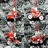 Christmas Decorations Merry Ornaments Santa Claus Riding Motorcycle Hanging Craft Decorative Rein Statue Xmas Tree Pendants Festival Gift