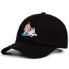 Caps de bola Cotton Tintin Papai Hat chapéu bordado Base de beisebol Capinha personalizada Back unissex Aventuras ajustáveis ​​De Snapback Chapéus
