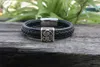 Bracelets de charme 10pcs Viking Bracelete de chão de vaca preto Bulbões de couro preto Bulbões genuínas Norse Jóias de cavalos Odin