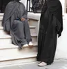 Vêtements ethniques 2 pièces correspondant ensembles musulmans robe hijab plaine Eid Abayas pour femmes Dubaï ouvert Abaya Turquie robes intérieures vêtements islamiques africains 230224