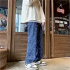 Men's Jeans Streetwear Men's Baggy Straight Jeans Printed Hiphop Ins High Street Wide Leg Trousers Elastic Waist Fashion Trend Denim Pants Z0225