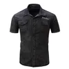 Casual shirts voor heren heren elastische katoenen denim shirt heren korte mouw vrachtoverhemden werken zakelijke shirts voor mannen casual blouse streetwear merk kleding z0224