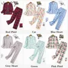 Kvinnors s￶mnkl￤der plus storlek S-XXXL Sleepwear Women's Pyjamas Set Ladies Warm Flanell Cotton Home Wear Suit Autumn Winter Plaid Print Pyjamas Sleep 230225