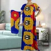 Ropa étnica Abayas para mujeres Dubai manga corta Robe Femme Musulmane African Islam Caftan Marocain vestido largo estampado floral con bufanda 230224