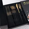 Dinnerware Sets AJOYOUS 24Pcs Set Mirror Stainless Steel Knife Forks Spoon Tableware Flatware Western Kitchen Dinner Silverware l230224