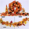 Auto DVR Decoratieve bloemen Kranaten Big deal 177cm kunstmatige esdoorn bladbessen zonnebloem pompoen slinger hangende wijnstok decoratie herfst f dhlk9