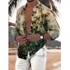 Casual shirts voor heren Hawaiiaanse vlinderoverhemden voor mannen 3d lange mouw bloemhirt strand blouse oversized tops tee shirt homme zomer kleding 230225