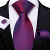 Krawatten Lila Rot Blau Solide Herrenkrawatten 8 cm breit Seidenkrawatte für Hochzeit Party Männer Accessoires Einstecktuch Manschettenknöpfe Brosche Pin