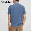 Heren PoloS Modelutti Spring Summer Fashion Break Fine graan gebreide polo t-shirt mannen massieve kleur slanke eenvoudige elegante tops mannelijk 230225