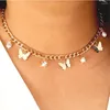 Choker Small Animal Crystal Butterfly Pendant Necklace For Women Rhinestone Silver Color Collar Chain