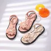 Sandals Girls Sandals Gladiator Vintage Kids Princess Sandals Summer Sweet Flower Children Beach Shoes Brand Luxury Soft Sole Flats Shoe Z0225