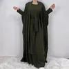 Этническая одежда Открытая кимоно абая Дубай Турция Ислам Арабское мусульманское платье 2PCS Сета для рубки длинные ансамблы Femme Musulmane Kaftans Y3524