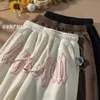 سروال نسائي s رسالة التطريز الملابس خمر القطبي الصوف الكاحل أحذية الشارع الشهير Sweatpants فضفاض عارضة 230225