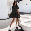 Party Dresses Women Tshirt Dress Khaki Yellow Purple Black Deep O-neck Mini T-Shirt Short Sleeve Ladies Casual Sexy Clothing