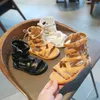 サンダルの女の子ローマの靴幼児サンダルカットアウト牛の筋肉の剣闘士革革shose for Kids Girl Princess Sandals Summer Shoe Z0225