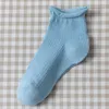 Women Socks Simple INS Campus Spring Summer Breathable Girl Blue White Cute Shallow Mouth Curling Ladies Leisure Sports