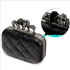 Evening Bags Skull ring woman evening bag vintage plaid clutch Ladies messenger s Mini black Luxury party Clutches purse 230225