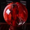 Dekorativa objekt Figurer 80mm Red Citrine Calcite Quartz Crystal Sphere Ball Healing Gemstone With Stand 230224