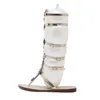 Sandals Bohemia Rhinestone Knee High Gladiator Flat Women Summer Beach Shoes Woman Sandalia Mujer Size 41-45 XKD4102