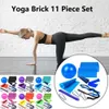 Yoga Çizgiler 1 Set Yardımcı Yoga Tuğla Set Gözyaşına Dayanıklı Yoga Germe Bandı Yüksek Bounce Fasya Yoga Top Masaj Çubuğu Kiti Germe J230225