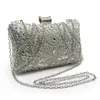 Evening Bags DG PEAFOWL Frame Women Formal Sliver Beaded Purses and Handbags Bridal Sequins Clutch Cocktail Party bag 230225