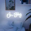 Night Lights Neon Light Oh Baby White Neon Sign for Wall Decor Neon Lights Sign Oh Baby Word LED Neon for Nursery Bedroom Game Room Club BarJ230225
