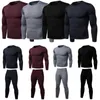 Conjuntos ativos 2023 2PCS Men Winter Warm pijama Ultra-Soft Fleece Lined Thermal Top Bottom Roufera Conjunto