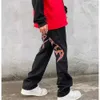 Men's Jeans Cyber Y2k Men Fashion Black Streetwear Hip Hop Letter Star Low Waist Jeans Trousers Straight Alt Baggy Denim Pants Clothes Z0225