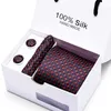 Neck Ties Joy Alice Wedding men neck ties gift box packing men brand luxury necktie pocket square silk tie set cufflinks handkerchief