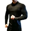 Polos męski Szybki suchy koszulka do biegania męskie kulturystyka T-shirt T-shirt Długie rękawie Top Gym Fitness
