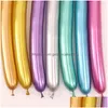 car dvr Party Decoration 100Pcs/Lot Wholesale Chrome Metal Long Balloon 1.8G Thickening Magic Strip Ballon Monochromatic Production Blended Dhjeq