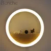 Wall Lamps Nordic Round Wrought Iron Lamp Macaron Bedroom Bedside Aisle Children's Room Decoration Led Sconce