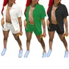 Damen -Trailsuiten Frauen zweiteilige Sommer -Outfits kurzärmeliger Knopf Down Lteel -Shirt und Shorts Set für die Einkaufsstraße Spaziergang Urlaub