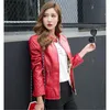 Women's Leather & Faux Women Coat Black Yellow Red Tops PU Jacket Autumn Winter Lapel Leisure Fashion Feminina LR537Women's