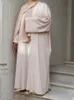 Etnische kleding 2 -delige Abaya Dress Set Marokko Moslim Abayas vrouwen Kaftans avondjurken vrouwen Dubai Turkije lange kleding gewaad Femme Vestidos 230224