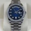 Erkekler Watch Designer Watch 36mm Kadınlar Elmas Su Geçirmez 50m M128349 Gradyan Mavi Safir Tatil Hediyesi Orijinal Kutu Sertifikası