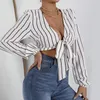 Women's Blouses Stretch Tee Womens Striped Print Puff Sleeve Cardigan Loose Cover Up Casual Shirt Top T Women