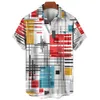 Männer Casual Hemden 2023 Luxus Hawaiian Geometrische Muster 3D Druck Malerei Stil Kurzarm Mann Plus Größe Reise Top XS5XL 230224