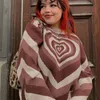 Women's Sweaters Y2K Knitted Sweater Women Aesthetics Heart Striped Pullovers Sweater Girls Sweet Long Sleeve Round Neckjumper Autumn Clothes 230225