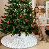 Décorations de Noël Jupe d'arbre Fausse fourrure Ornements en peluche Tapis de base rond Intérieur Extérieur Fête Vacances