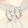 Hoop Earrings 1pair Women Fashion Jewelry Cartilage Elegant Birthday Classic Daily Gifts Rhinestones Heart Shaped Huggie Casual