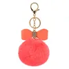 سلاسل المفاتيح اللطيفة Pompoms Leather Bow keychain for Woman Hight Car Car Accessories Crystal inlaid pu bowknot key kains llaverokey