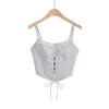 Canotte da donna YOZOU 2023 Vintage Summer Grigio Bianco Nero Crop Top Camis Donna Corsetto Grunge Maddy Euphoria Outfit Lace Up Solid Slim Bodycon