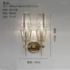 Wall Lamp Luxury Copper Crystal Double Head Dining Room Living Bedroom Modern Designer Model