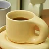 Mugs Floriddle Ceramic Mug with Saucer Coffee Cups and Saucers Home Office Tea Cup Coffee Cups Korean Mug Ceramic Plate 230224