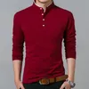 メンズTシャツLiseaven TシャツメンコットンTシャツフルスリーブTシャツMen Solid Color TシャツTOPS TEES MANDARIN COLLAR LONG SHIRT 230225