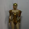 Сцена Wear Golden Women's Sexy Show Costum