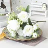 Decoratieve bloemen 2023 5 Big Head Rose Peony Fake Silk Flower Small Bouquet At Home Party Spring Wedding Diy Decoratie